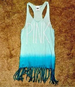 Victoria’s Secret PINK Ombre Fringe Tank – Y2K Swim Cover-Up Size Small EUC